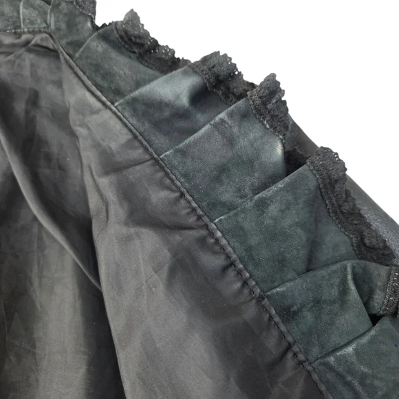 Vintage Y2K Black Leather Jacket Womens Small Ruffle Whimsygoth Romance Coquette - Picture 12 of 12